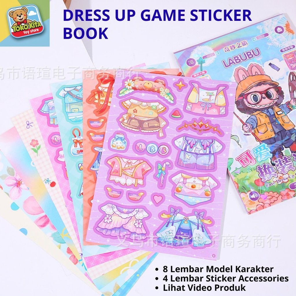 

Mainan Buku Stiker DIY Dress Up Game Edukatif Anak Perempuan Mix Match Outfit Kreatif