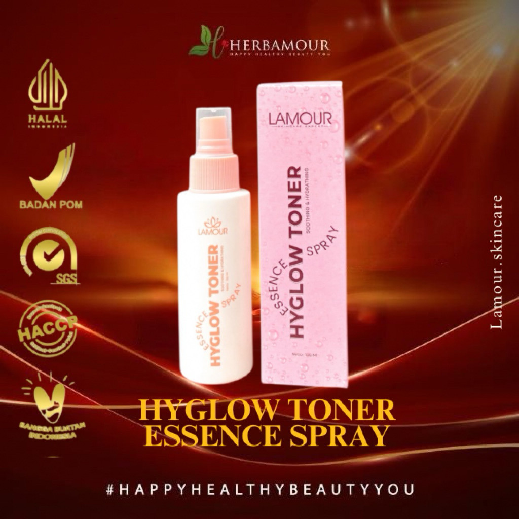 HYGLOW TONER ESSENCE SPRAY LAMOUR - Toner Pemutih & Pelembab Wajah Untuk Semua Jenis Kulit Original 