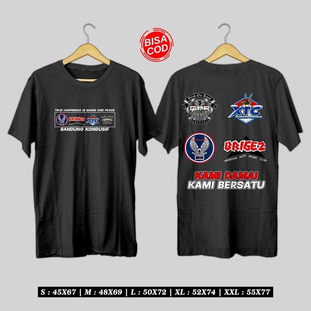 KAOS BANDUNG KONDUSIF MOONRAKER XTC BRIGEZ GBR INDONESIA DAMAI DAN BERSATU | KAOS BANDUNG KONDUSIF M