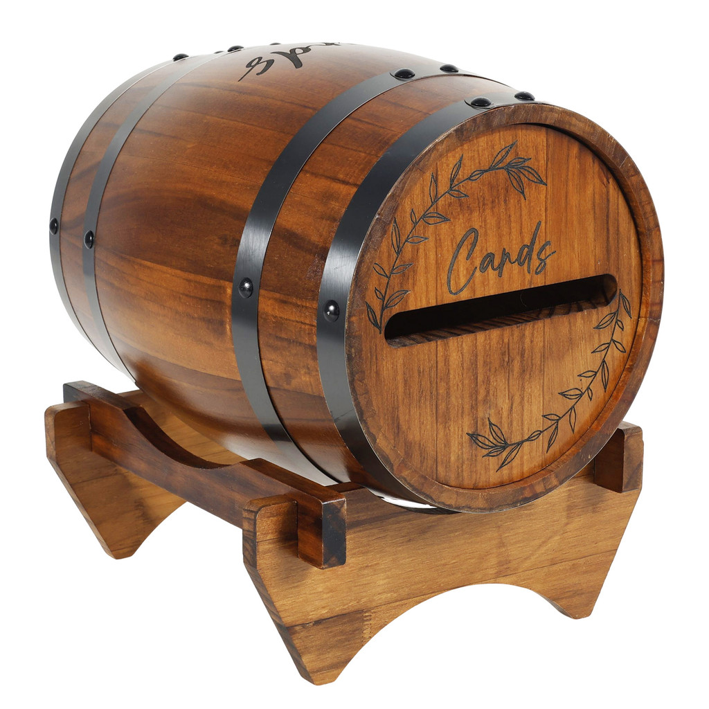 

Wooden Wedding Card Boxes Whiskey Barrel Shape Card Box Holder Money Envelope Case for Wedding Graduation Bridal Shower Birthday
