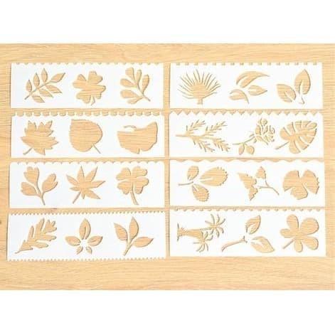 

♡START ˎˊ˗-[KYMALL] Accessories Promo Plastic Stencil 15.5x5.5cm - Leaves Theme (8pcs) - LEAVES
