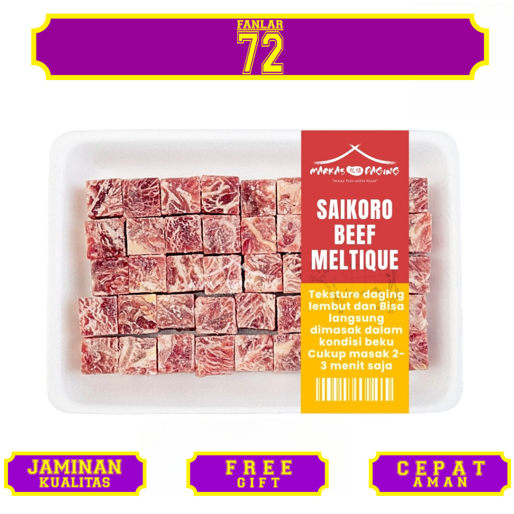 

SAIKORO BEEF WAGYU MELTIQUE CUBE / DAGING KOTAK / BBQ 500gram - Markasdaging