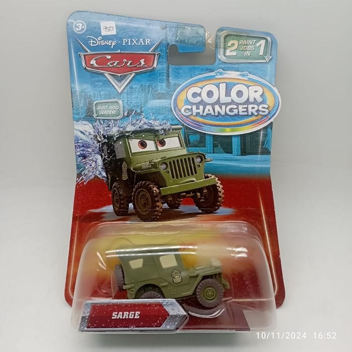 MAINAN... Disney Pixar Cars Color Changers Seri Pertama Sarge Mattel 2009 1:55