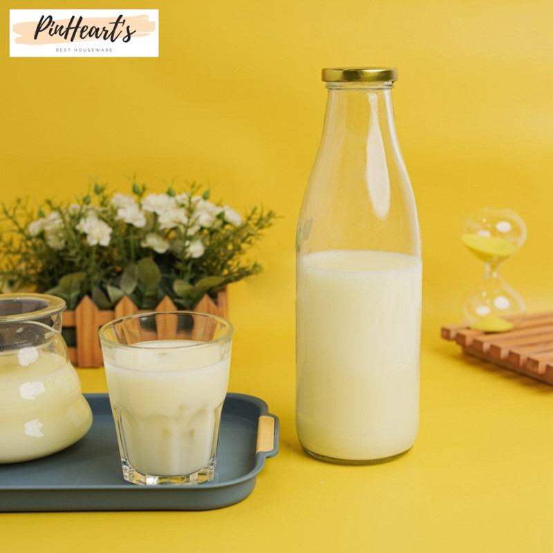 HSO - BOTOL KACA MILK JAR / BOTOL ASI / BOTOL JUS / BOTOL KACA TUTUP STAINLESS GLASS JAR STAINLESS L