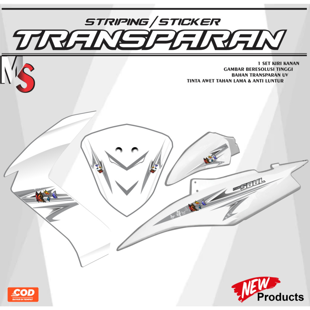 Striping Transparan Mio Soul Karbu Stiker Variasi Mio Soul Old Mio Soul Transparan A07 STRIPING TRAN