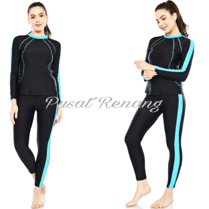 HAFERAMES  baju renang selam wanita baju renang panjang baju renang baju surfing 2-piece panjang dew
