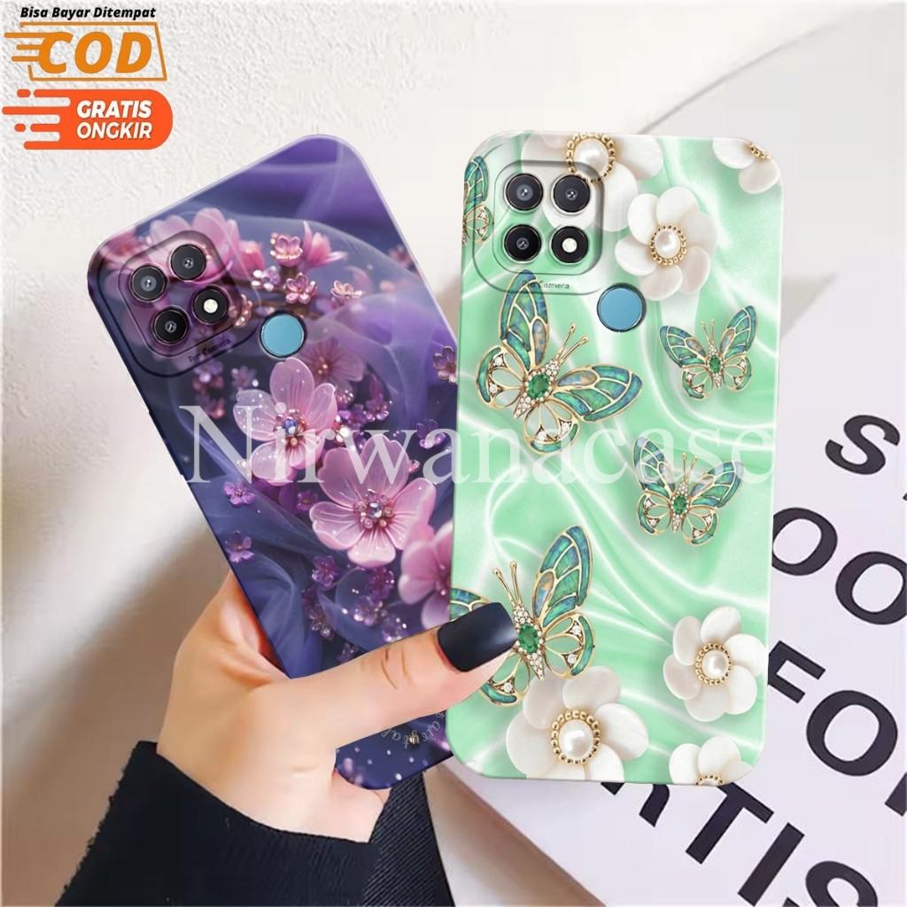 Sillikon Hp Oppo A15 - Case Oppo A15S - Case Oppo A35 Motif Bunga Case Pro Camera Lentur - Fashion C