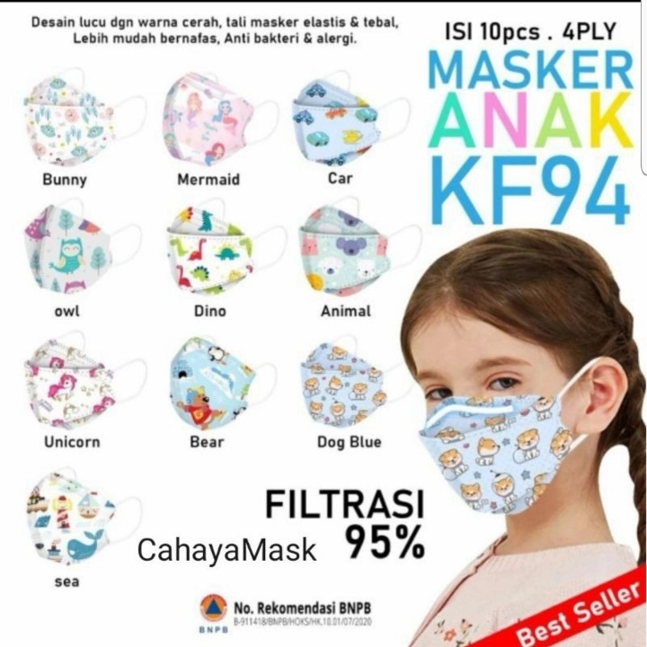 SBY | MASKER 4PLY KF94 ANAK KOREA PUTIH HTAM MOTIFMURAH  - MASKER KF94 ANAK KIDS KOREA FILTCARE 4PLY