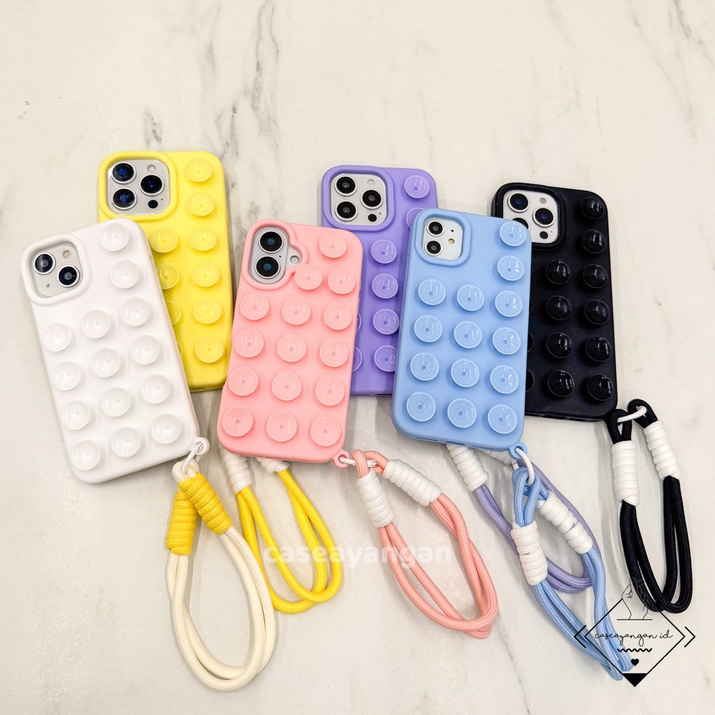 Pop Dot Grip Case (Black Only) for Iphone ( XR - 16 ) XR 11 12 13 14 15 16 E PLUS PRO MAX Bisa Menem