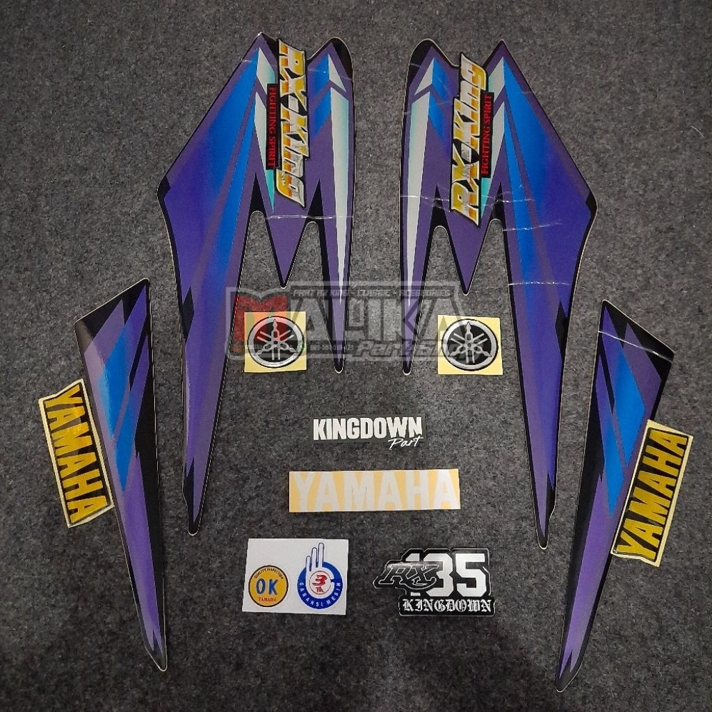 Striping Lis RX KING 2002 Hitam Ungu - Set Emblem -Premium Quality
