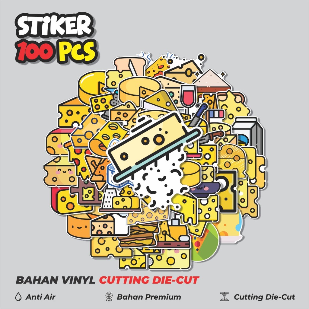 Terbaru 50 pcs Stiker Keju Makanan Dekorasi Lucu Kreatif untuk Notebook, Skateboard, HP