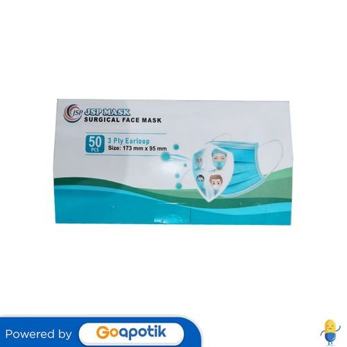 Jsp Mask 3ply Surgical Face Mask Earloop Putih Box 50 Pcs