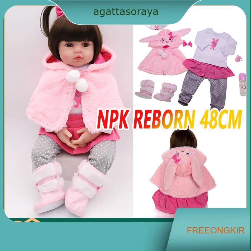 48CM NPK Reborn Mainan Boneka Bayi Perempuan Reborn Tampak Bahan Silikon Untuk Hadiah Anak