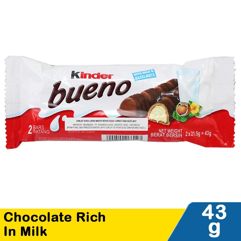 KINDER BUENO CHOCOLATE RICH IN MILK  43g