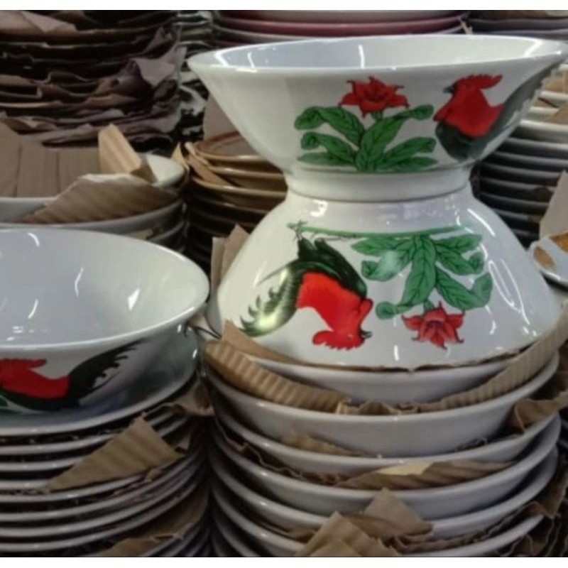 Mangkok keramik Lucky Ayam Jago (LUSIN)