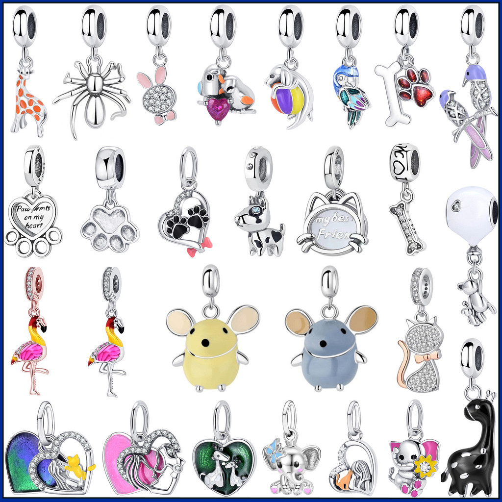 925 sterling silver liontin hewan kecil seri gelang kalung liontin perhiasan DIY aksesoris grosir