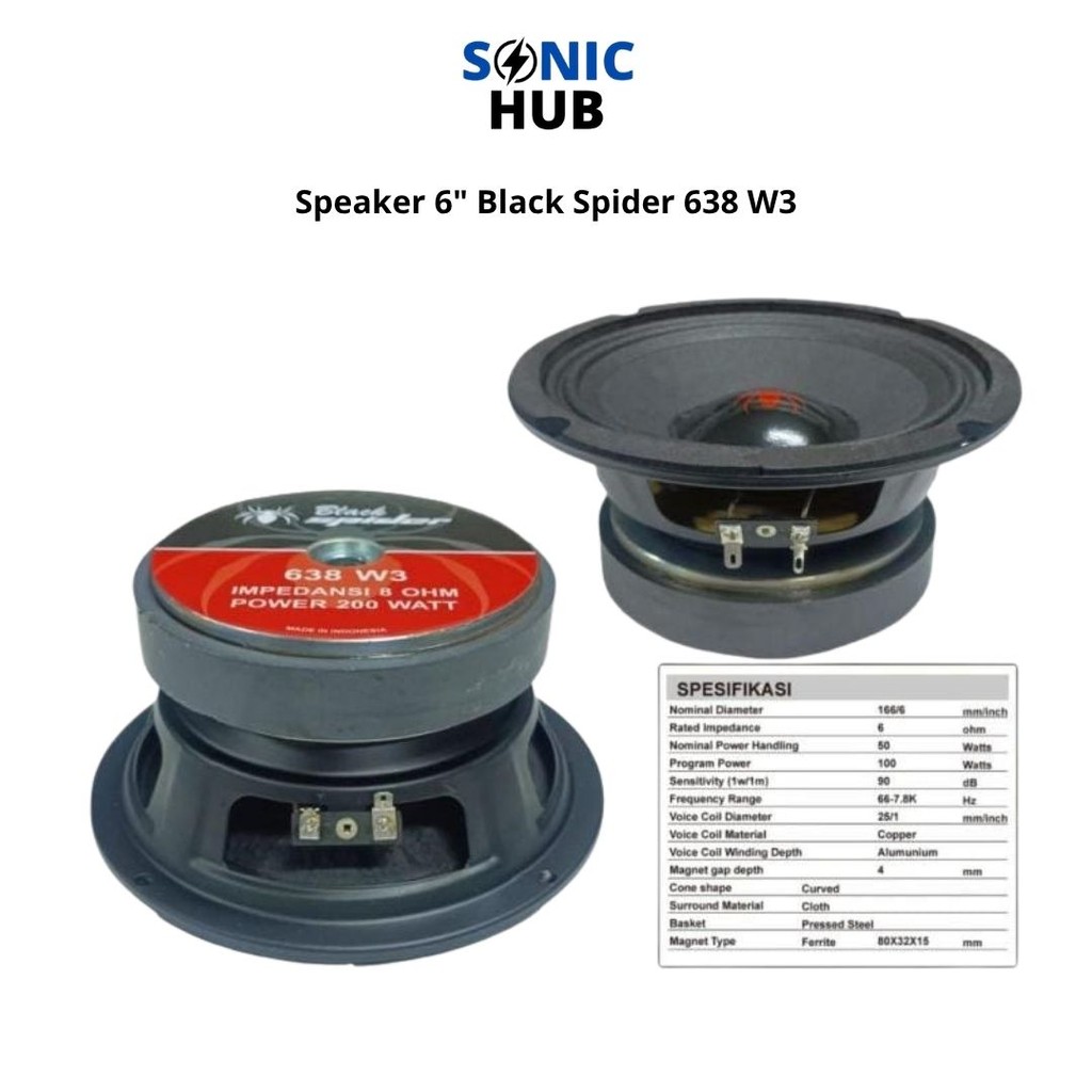 SPEAKER BLACK SPIDER 6INCH 638 W3 PACKING BUBBLEWRAP
