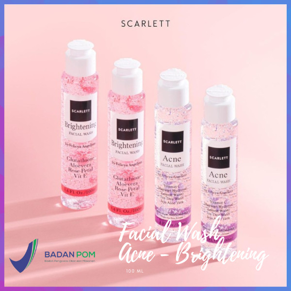 facial wash scarlett acne brightening by felycia angelista vitamen c lemon tea tree vitamin e 100 ml