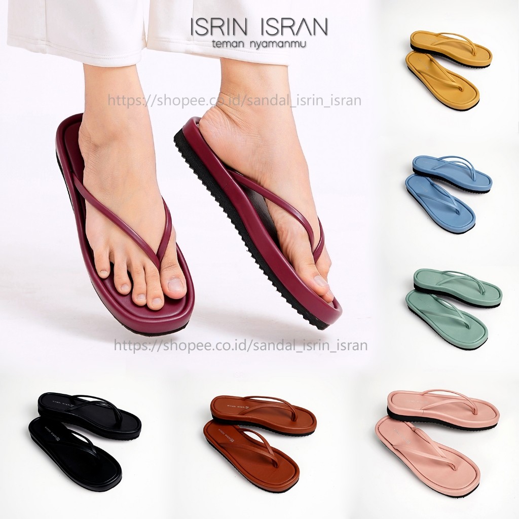 EVO STORE Sandal Jepit Wanita Kekinian Ringan Sendal Tinggi Wedges ISRIN ISRAN GEMIE