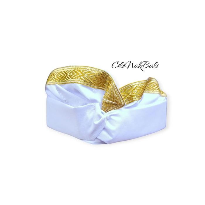 Udeng Bali Jadi Ikat Kepala Pria Putih Katun - Putih Gold