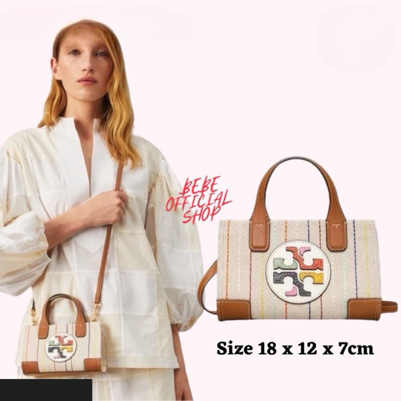 Tas Wanita T B Ella Micro Tote Canvas Pinstripe / Tas TB Ella / Tas TB Wanita Sling Bag