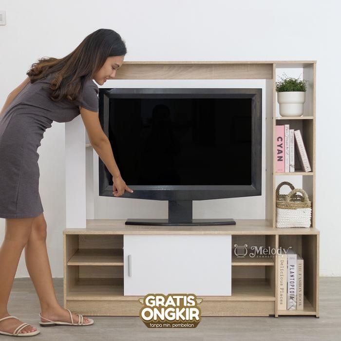 Melody Furniture - Meja Rak TV EBI WALL UNIT SOL - WHITE