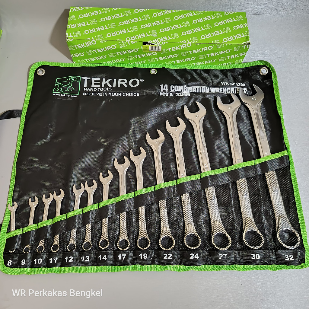 PRADHIP_IDTEKIRO Kunci Ring Pas 14 pcs 8-32 mm - Kunci Ring Pas 1 Set Lengkap Tekiro Original