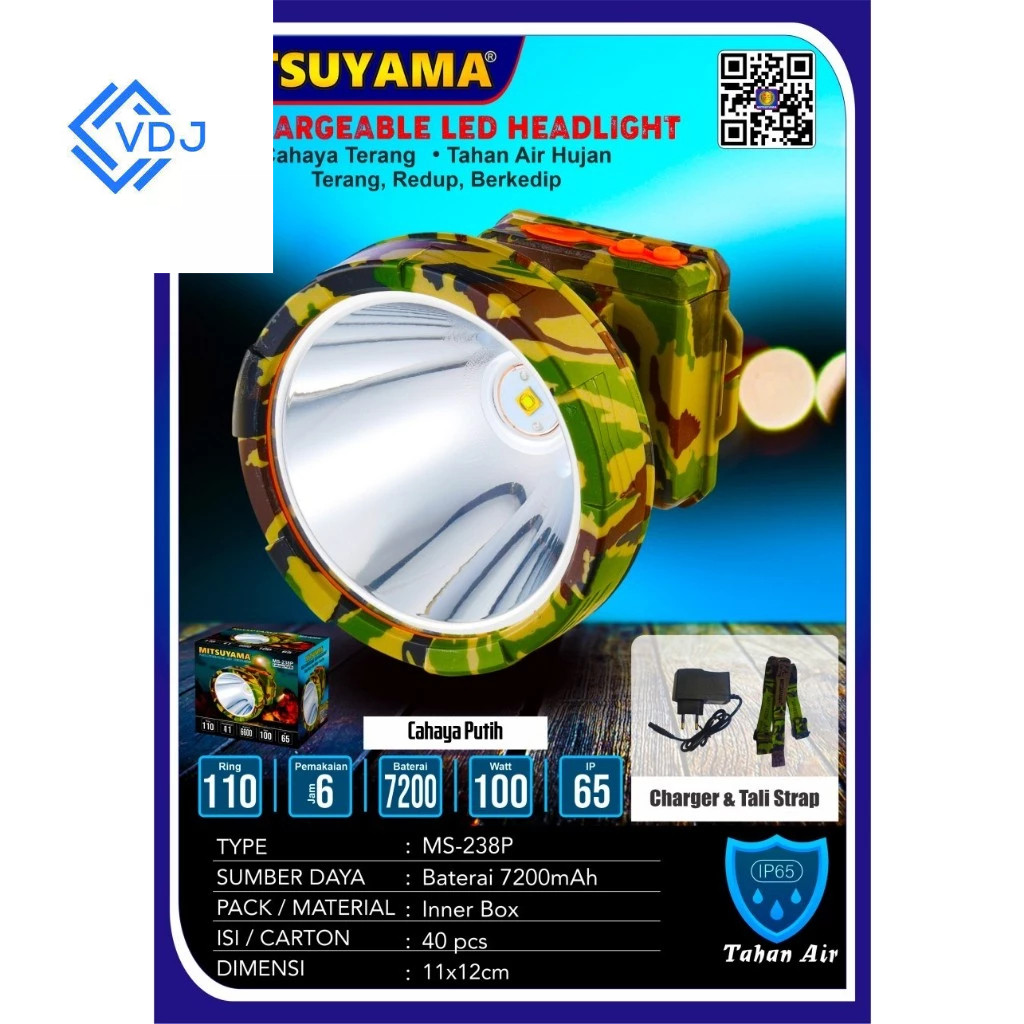 cod promo murah paket diskon% MS-238P - SENTER KEPALA 100W RING 110 - SENTER MITSUYAMA 100W MS 238 P