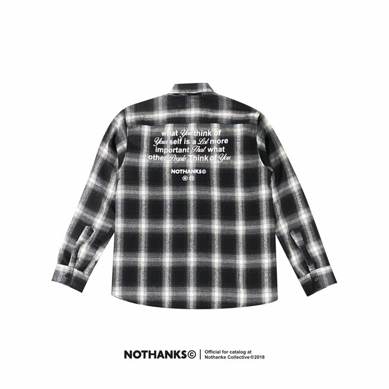 PROMO Flanel Veterano Nothanks black kemeja panjang pria wanita y2k vintage motif unisex tebal