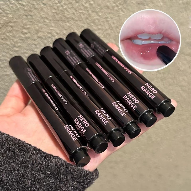 HERORANGE Lipstik Cermin Tombol Tekan Melembapkan Tahan Lama Lip Glaze Lipstik