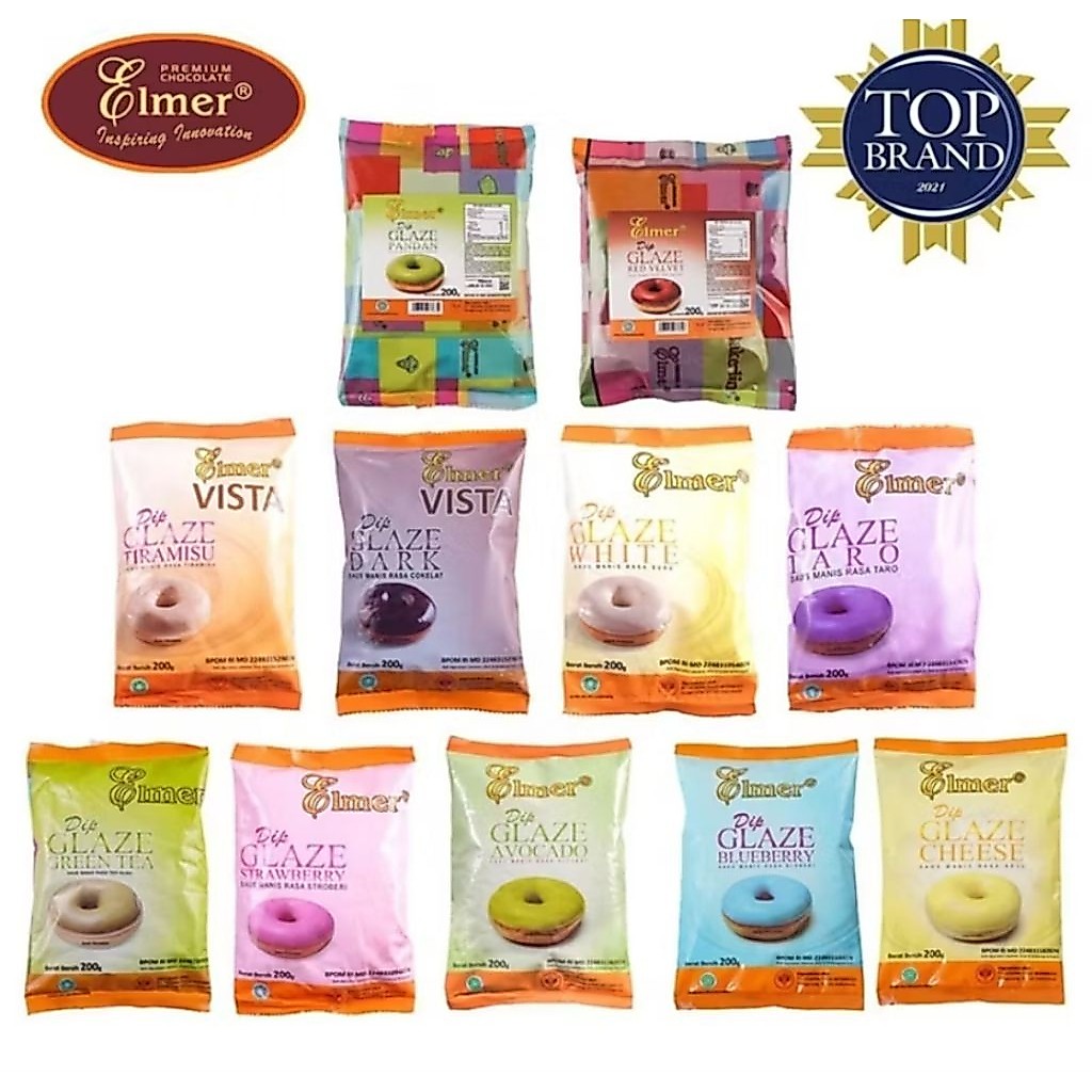 TERMURAH ELMER DIP GLAZE 200 GRAM TOPING DONUT SELAI ROTI