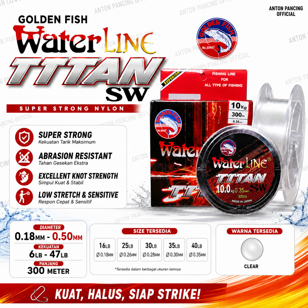 Senar Pancing Golden Fish Waterline Titan SW 300M