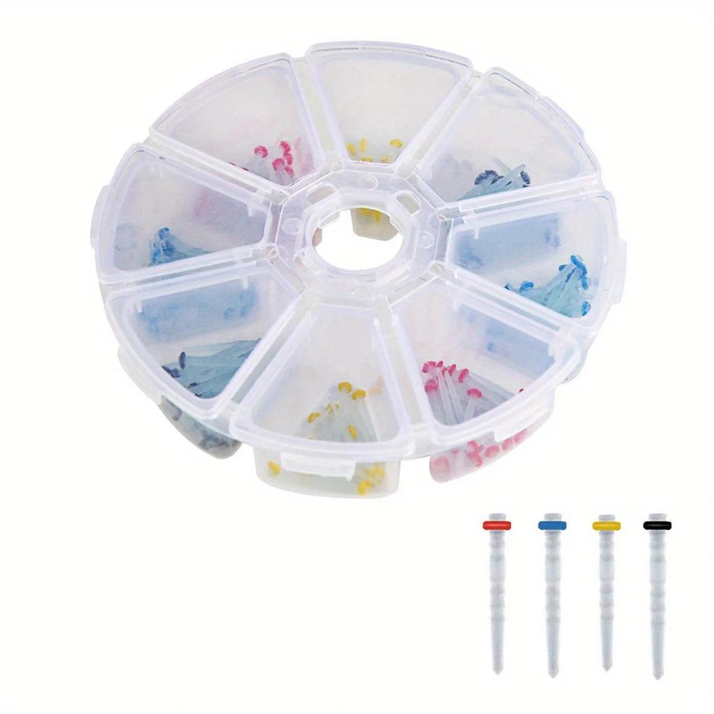 200Pcs/Box Dental Fiber Post Drills Screw/Straight Post Quartz Glass Thread Pile Kit Root Canal Rest