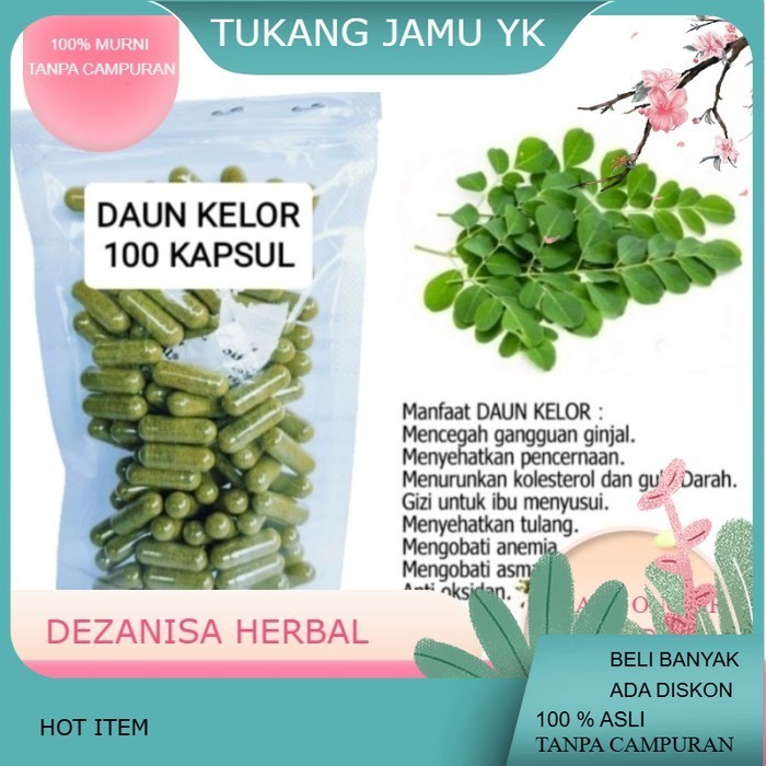 Serbuk daun KELOR/MORINAGA Oliefera isi 100 kapsul untuk kolesterol asli tanpa campurann