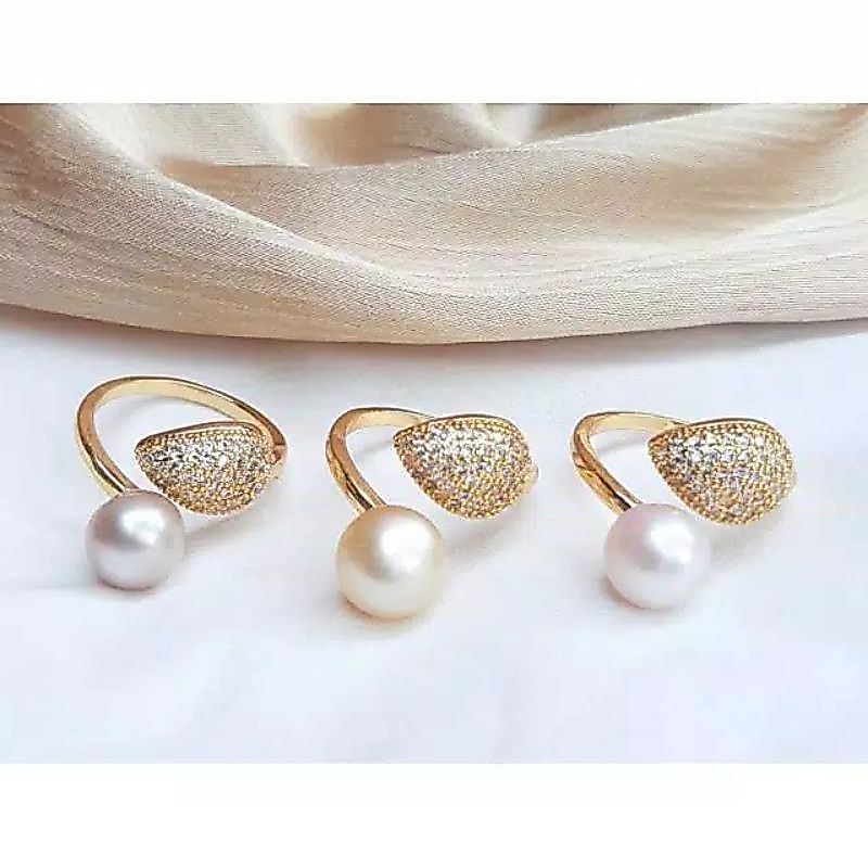 cincin mutiara asli lombok model bola kembung