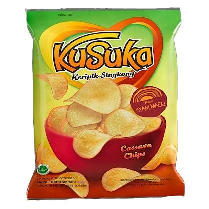 KUSUKA KERIPIK SINGKONG 20gr CASSAVA CHIPS AYAM MADU JAGUNG AMERIKA - AYAM MADU