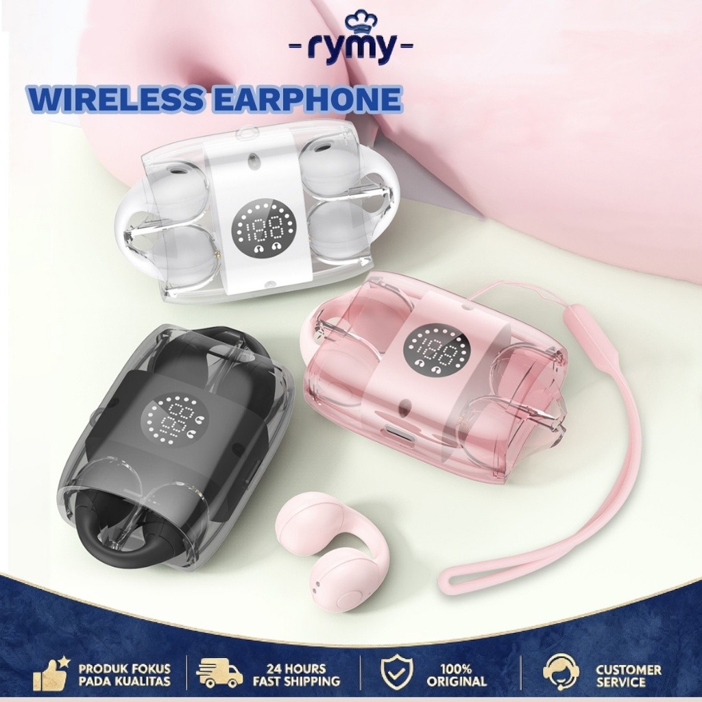 COD RYMY T33 plus Earphone Headset Bluetooth V5.3 On EC Ear Clip Wireless Bluetooth Headset
