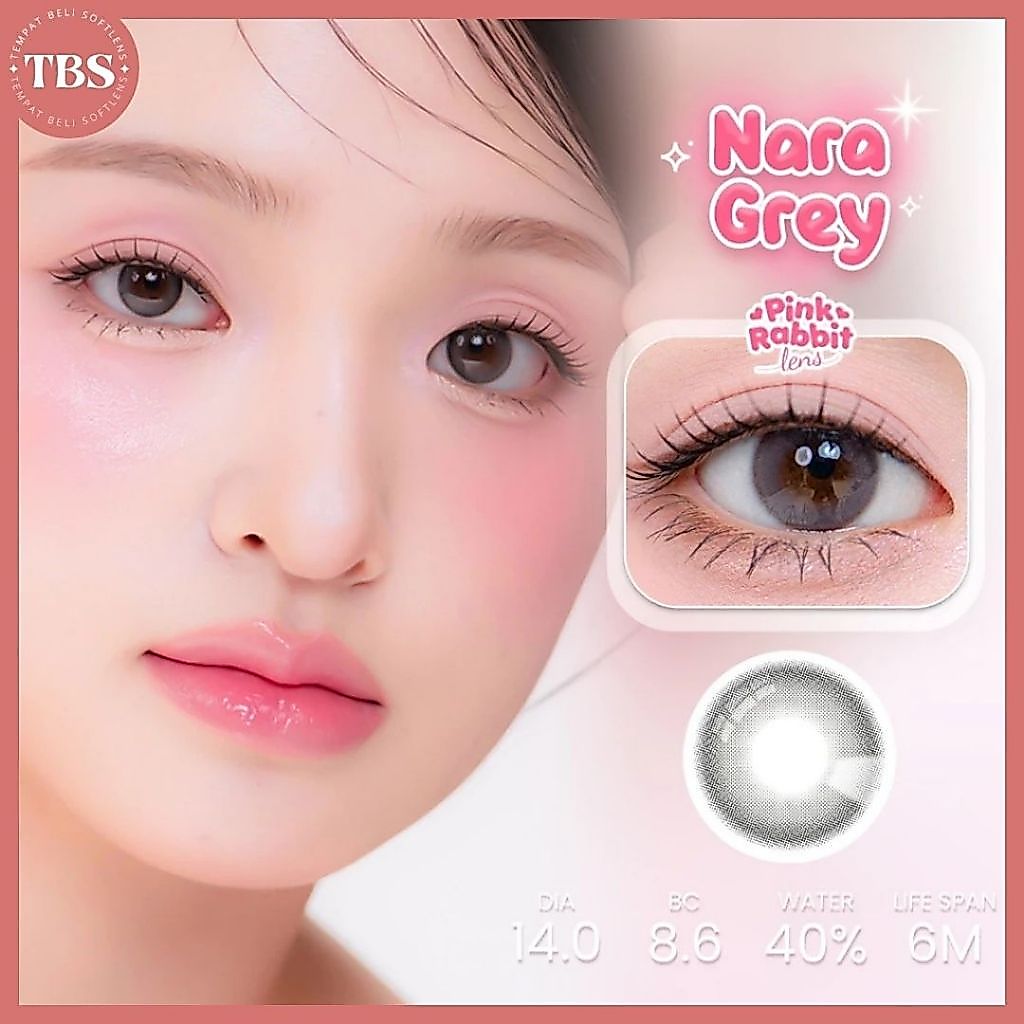 SOFTLENS PINKRABBIT NARA GREY 14MM NORMAL & MINUS / SOFLEN / SOFTLEN / SOFLENS / SOPLEN / SOFTLENT /
