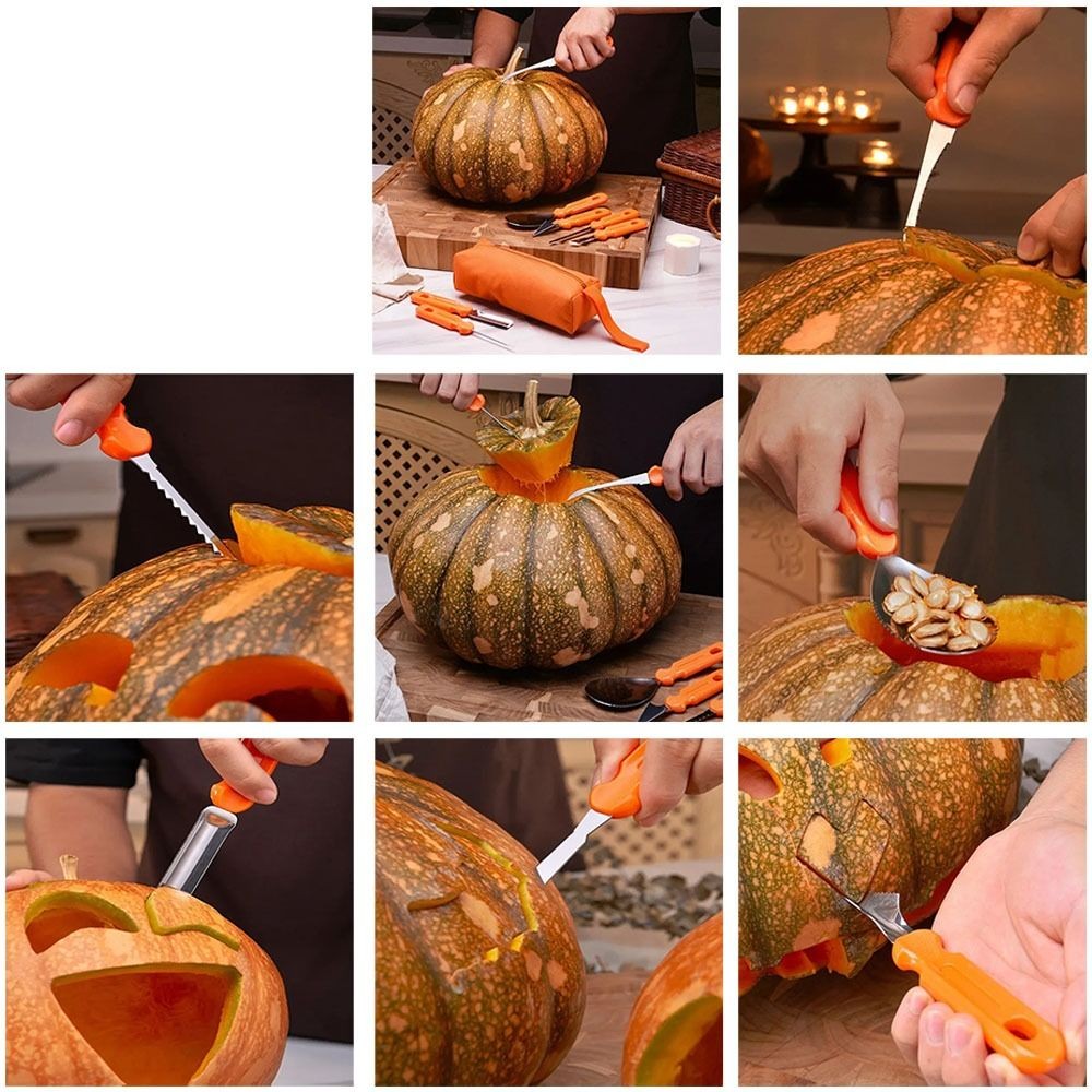 

8/11Pcs Stainless Steel Halloween Pumpkin Carving Tool Professional with Carrying Case Pumpkin Carving Set