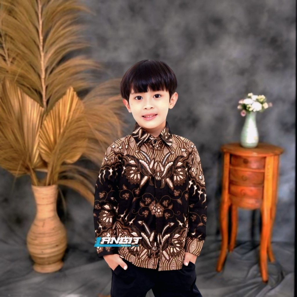 [ YNR ] - COD BAJU BATIK COUPLE AYAH DAN ANAK LAKI-LAKI MOTIF KERIS COKLAT / BATIK COUPLE KELUARGA M