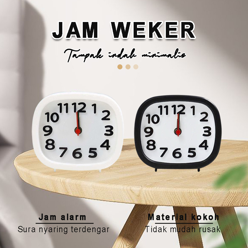 Jam Weker Minimalis Plastik / Jam Alarm Beker / Jam Meja Kecil / Jam Alarm Tidur Polos