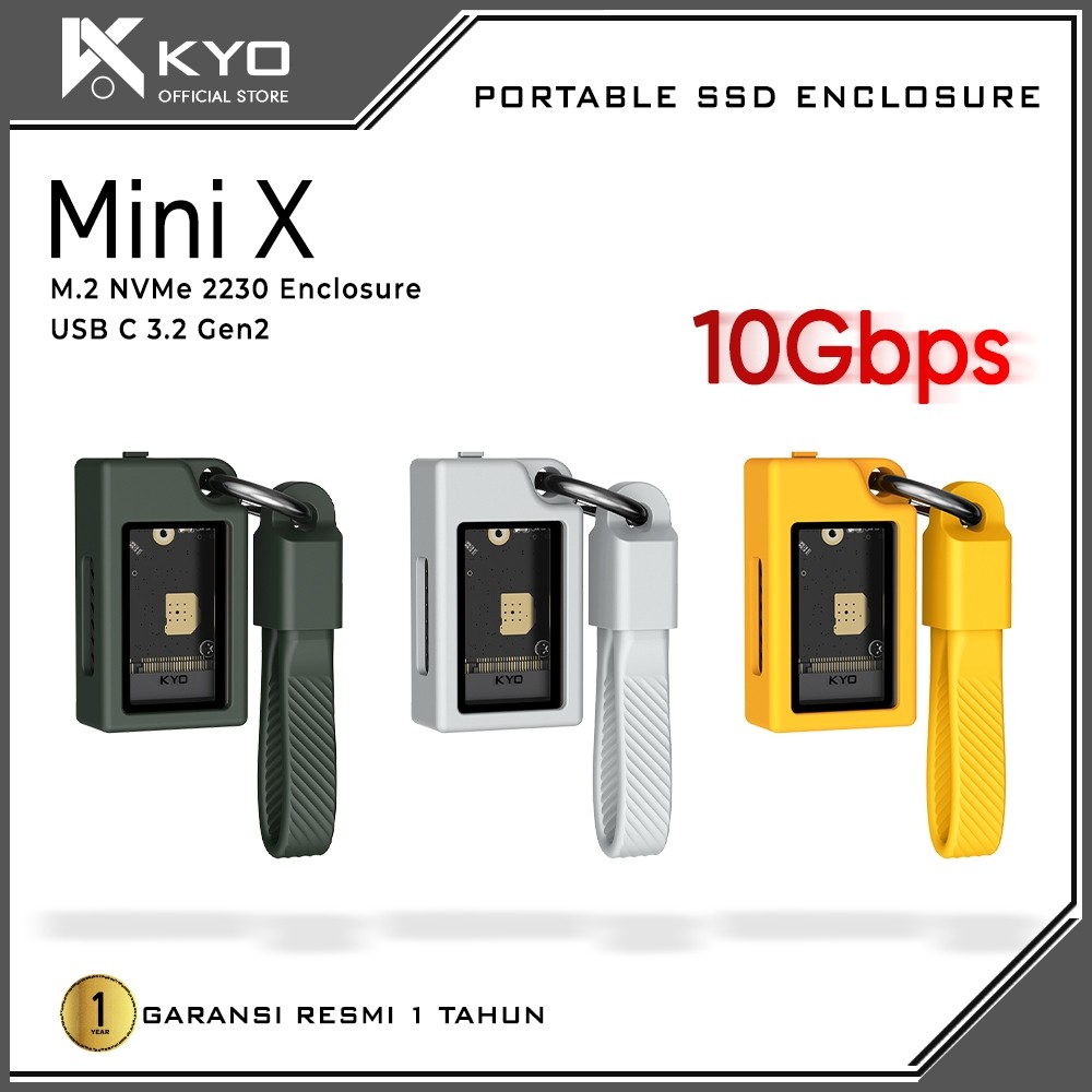 KYO Mini X 10Gbps Portable SSD Enclosure With Active Cooling Fan M.2 NVMe 2230 for iPhone Laptop PS5