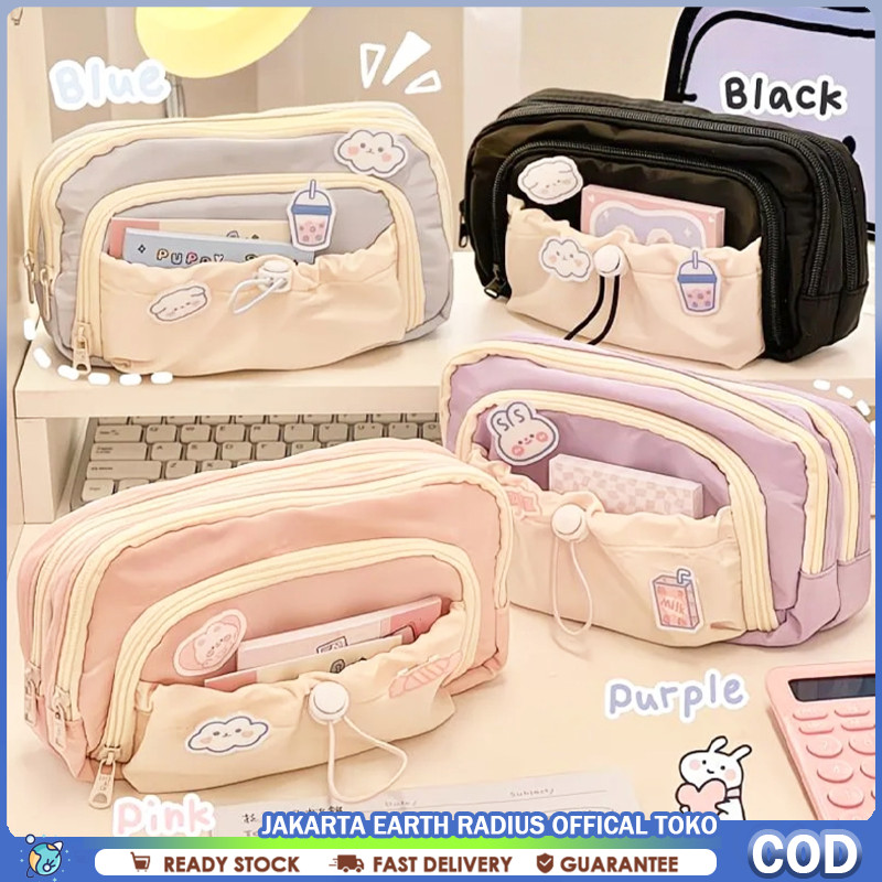 

Tempat Alat Tulis Kotak Pensil Aesthetic Tas Pena Tempat Pensil 3 Lapis Kapasitas Besar Lucu Pencil Case