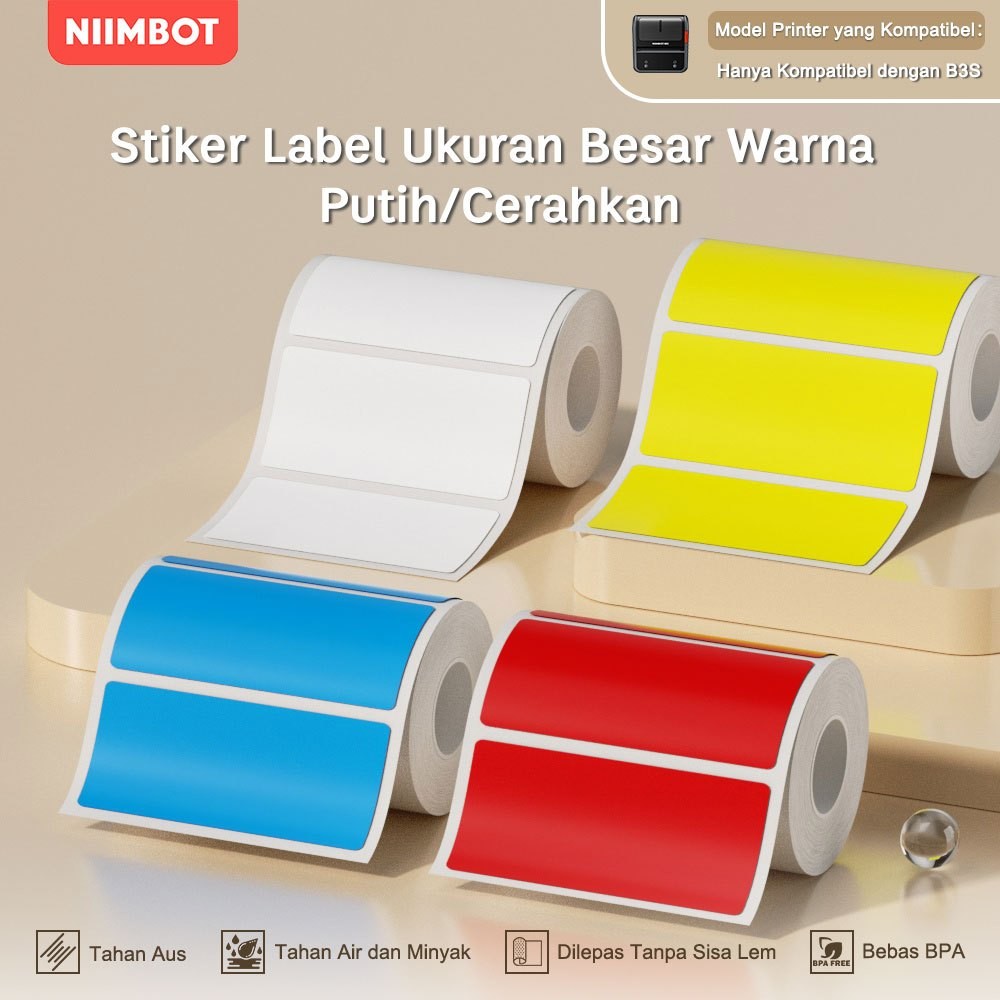 

NIIMBOT B31/B3S Stiker Label Putih/Warna,Cocok Untuk Makanan, Kue, Label Pakaian,Labels Kode Batang