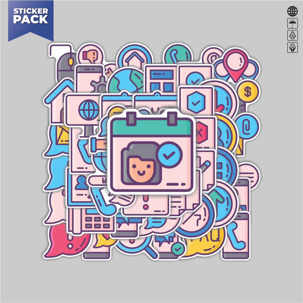 

[100PCS]Stiker Pack Stiker Contact us Crayons [Ikon Kontak] Aesthetic Vinyl Anti Air Dekorasi Sticker Laptop Buku Journal Koper Helm Casing HP Gitar Helm Skateboard