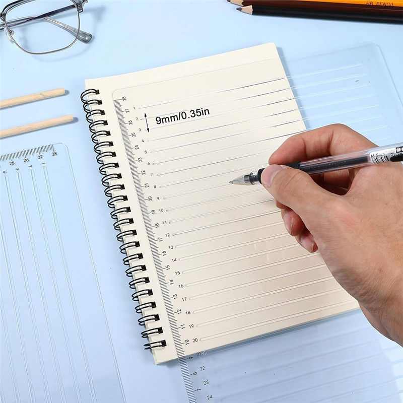 

AT69 -Straight Line Stencils 4Pcs- Line Stencil Template 11 Inch Scale For Journaling Spacing, Lettering Guide Writing Ruler