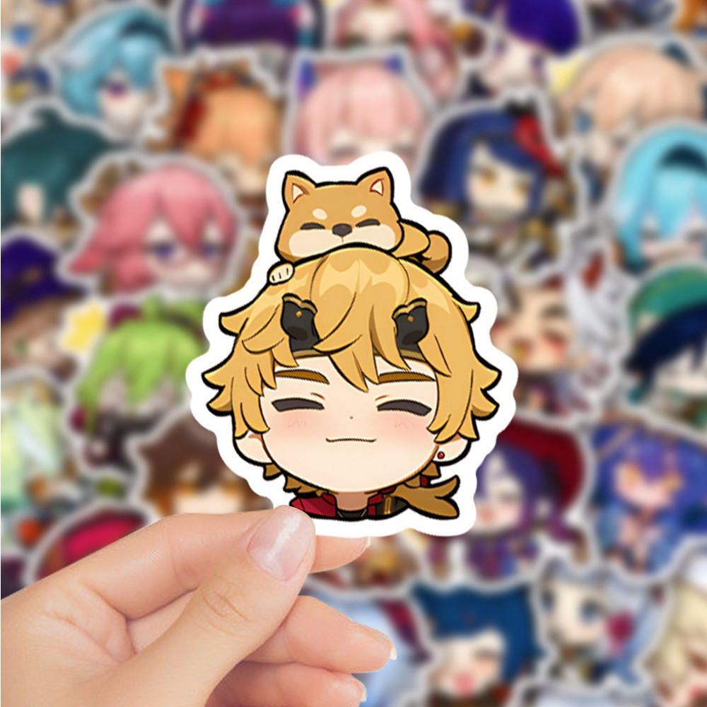 

10/30/50pcs Cute Genshin Impact Stickers for Laptop Anime Game Decals Luggage Guitar Skateboard Stationery Children's Sticker