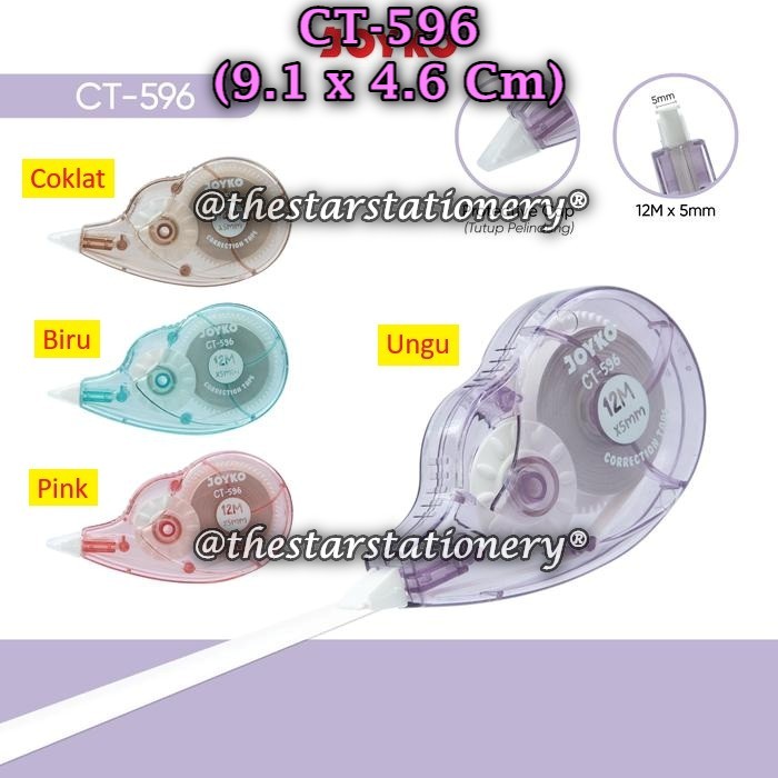 

(1 Pak/12) Correction Tape JOYKO CT-596 12 Meter Pita Koreksi Correction Tape CT-596 (Pak/12)