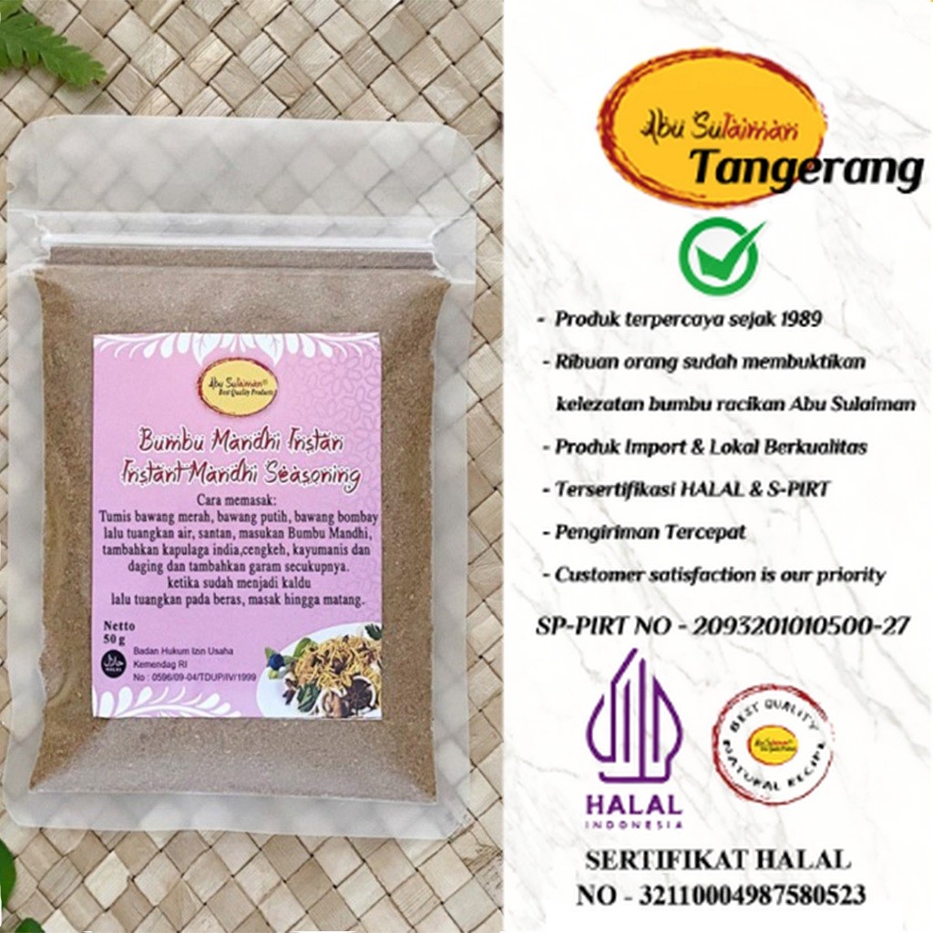 

BUMBU NASI MANDHI INSTANT SACHET / INSTANT MANDHI SEASONING ABU SULAIMAN TANGERANG