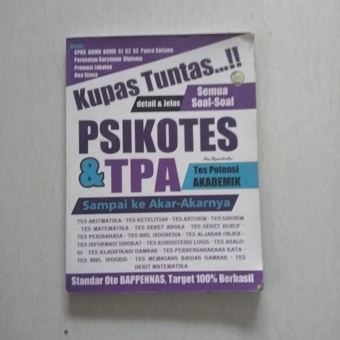 Buku KUPAS TUNTAS PSIKOTES & TPA CPNS BUMN S1 S2 S3 PS No CD ORI Bekas